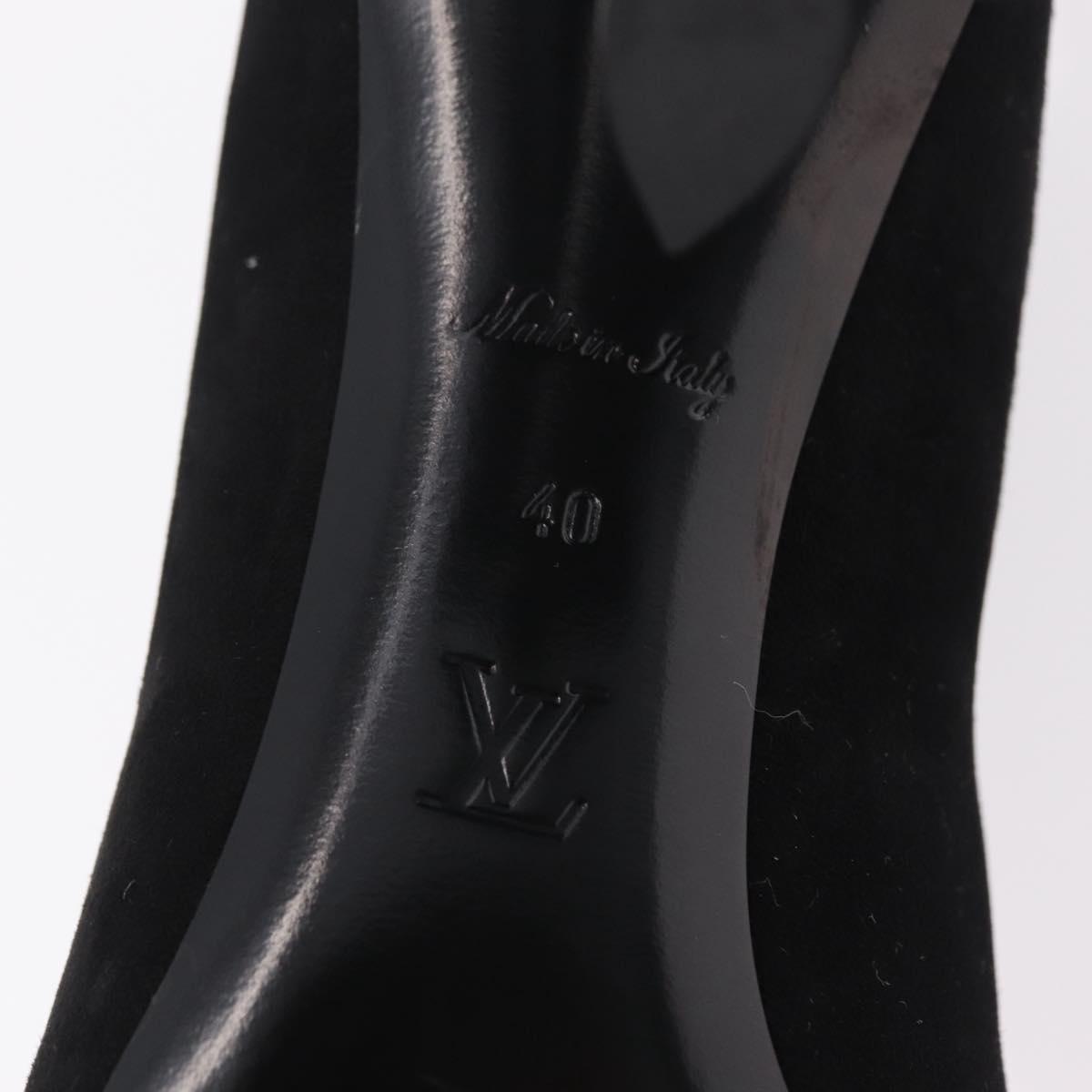 LOUIS VUITTON Short Boots Suede 40 Black LV Auth 204942M
