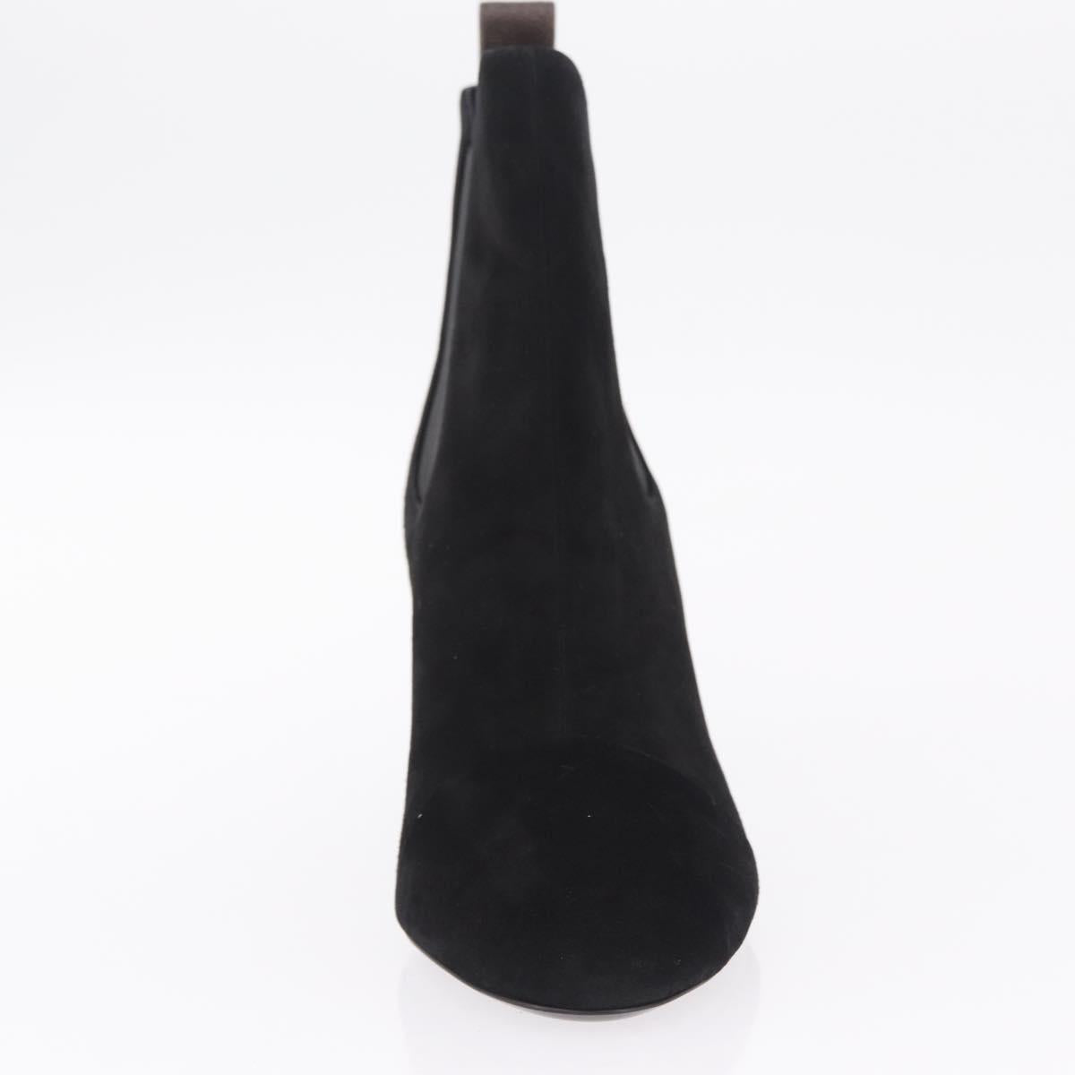LOUIS VUITTON Short Boots Suede 40 Black LV Auth 204942M