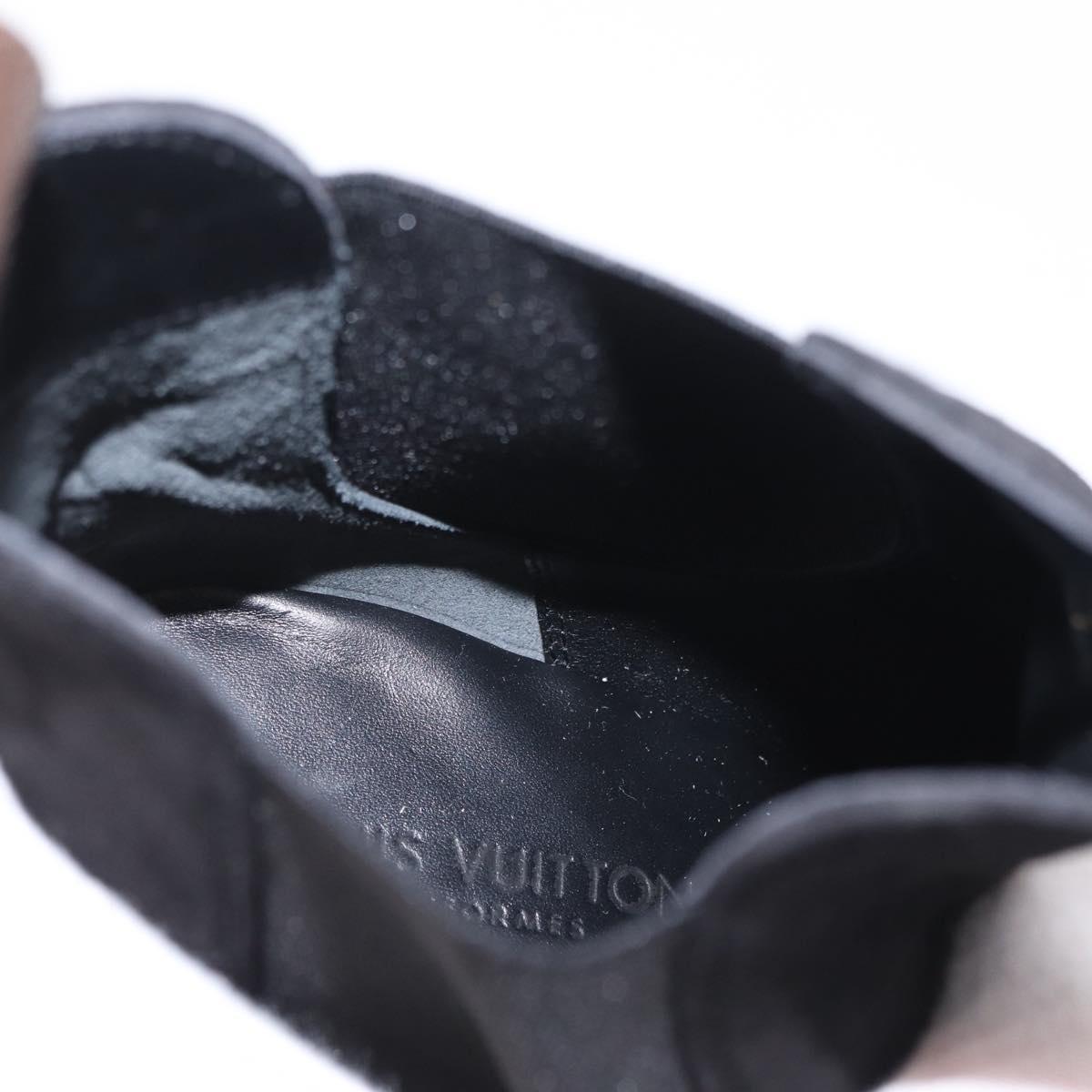 LOUIS VUITTON Short Boots Suede 40 Black LV Auth 204942M