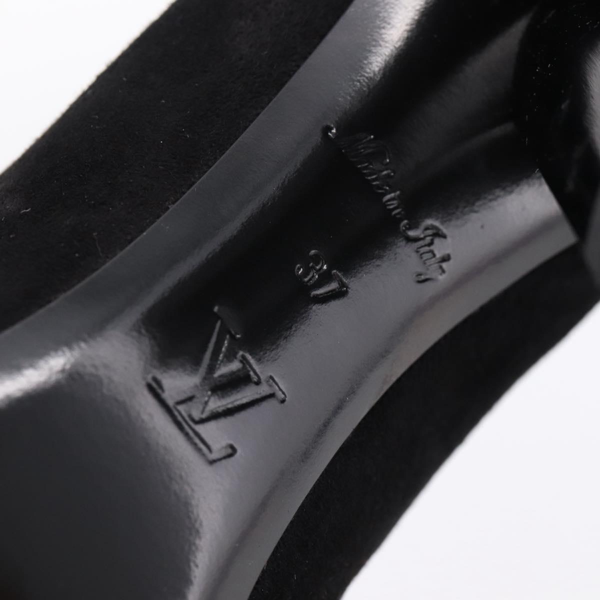 LOUIS VUITTON Short Boots Suede 37 Black LV Auth 204943M