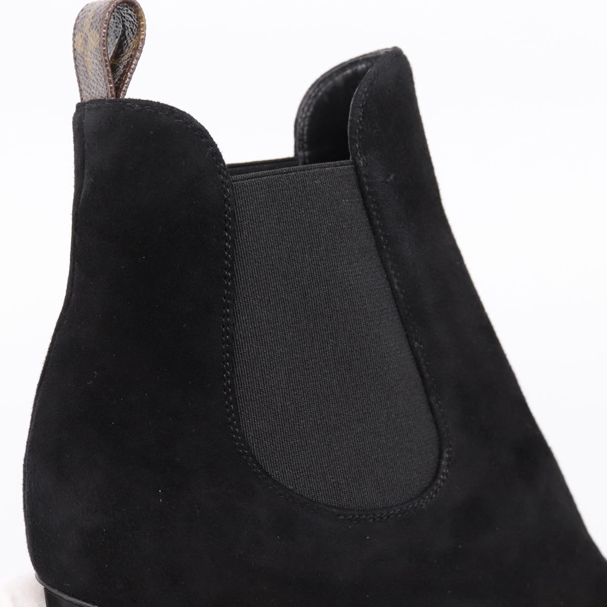 LOUIS VUITTON Short Boots Suede 37 Black LV Auth 204943M