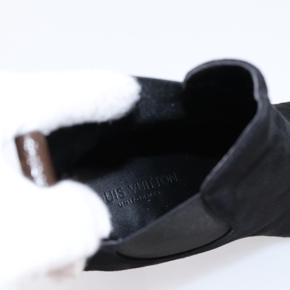 LOUIS VUITTON Short Boots Suede 37 Black LV Auth 204943M