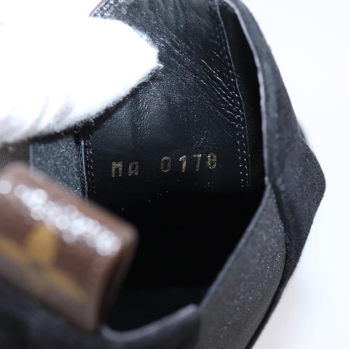 LOUIS VUITTON Short Boots Suede 37 Black LV Auth 204943M