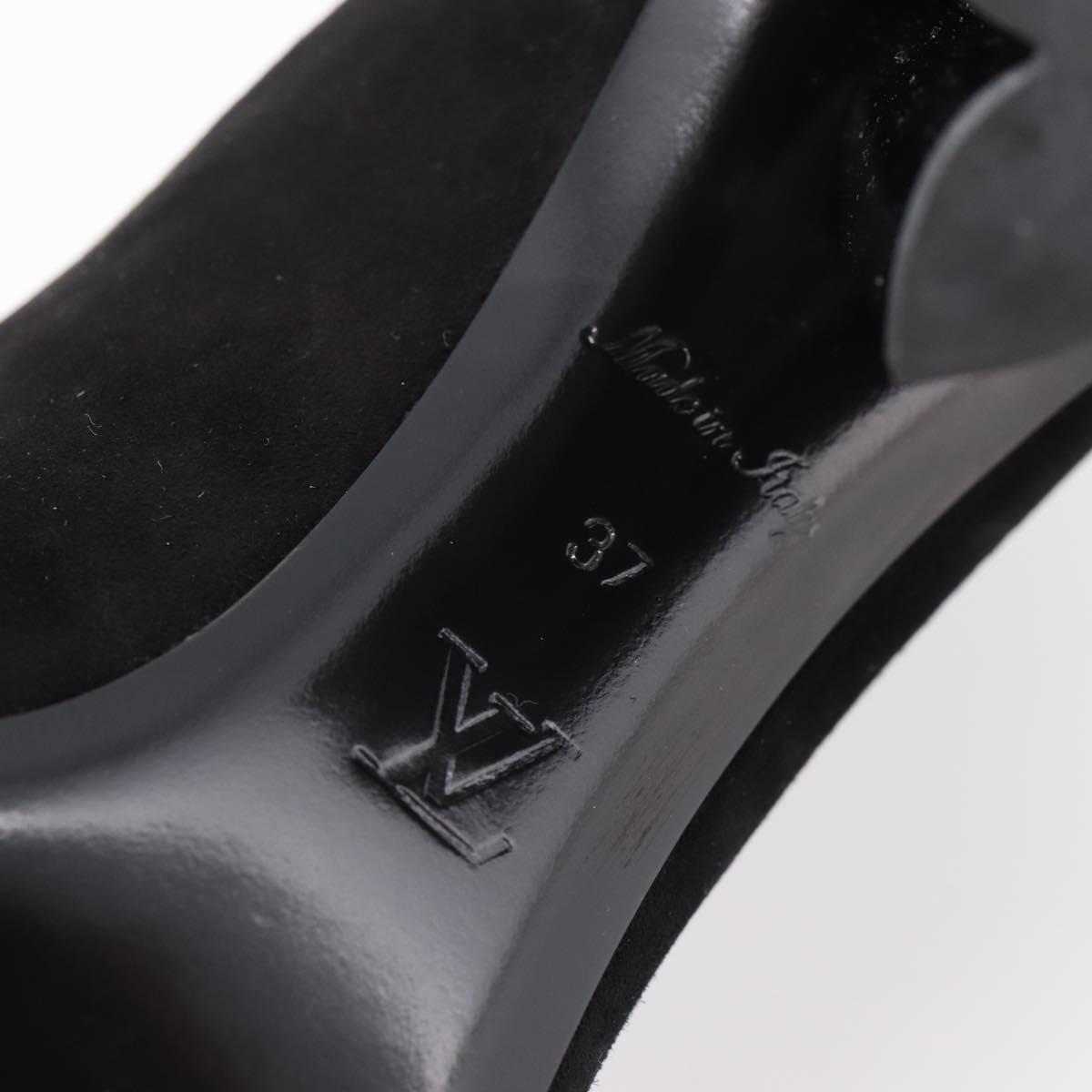 LOUIS VUITTON Short Boots Suede 37 Black LV Auth 204943M