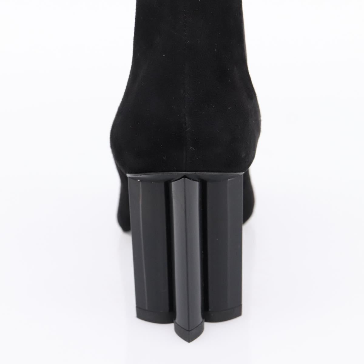 LOUIS VUITTON Short Boots Suede 37 Black LV Auth 204943M