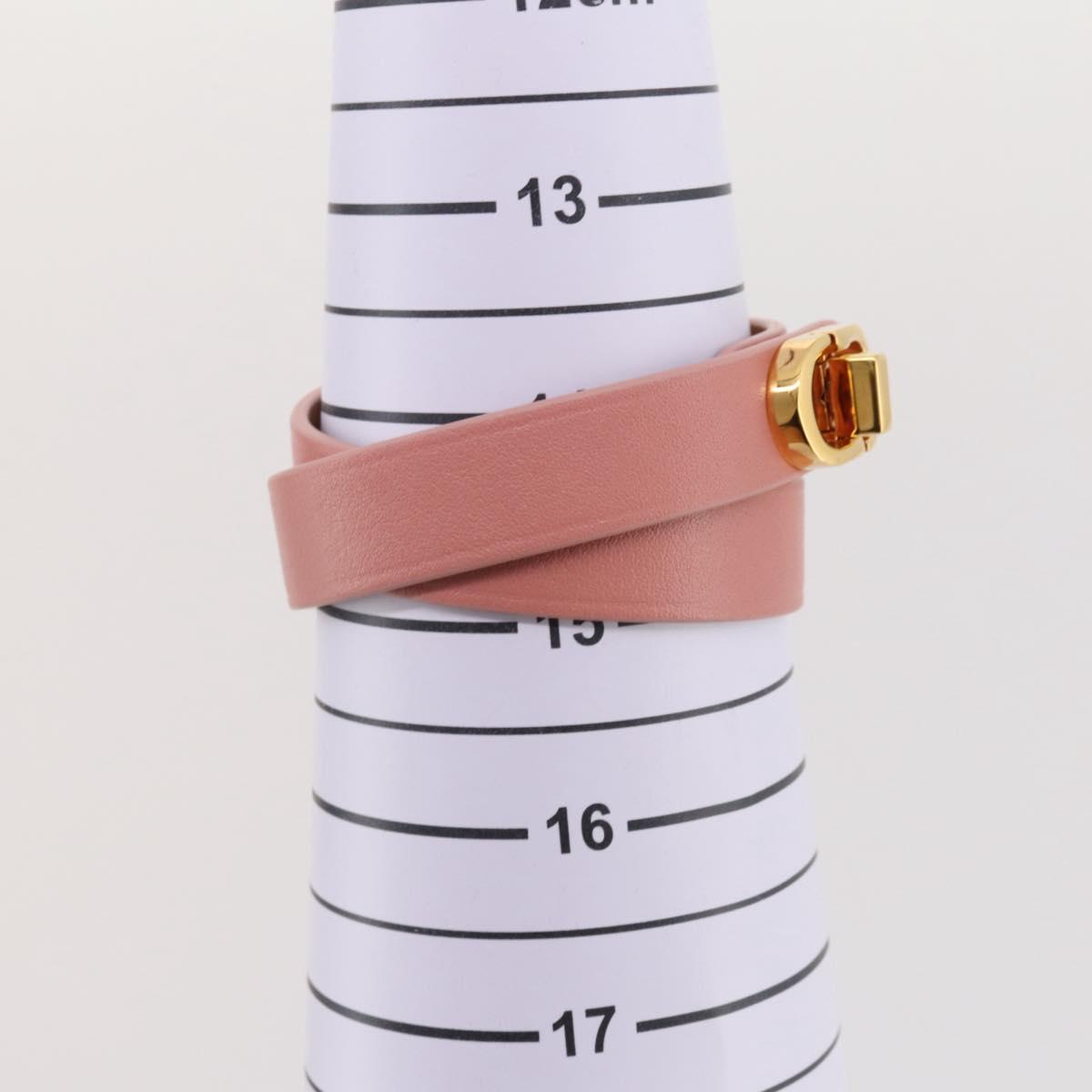 Christian Dior Bracelet Leather Pink Gold Auth 204944M