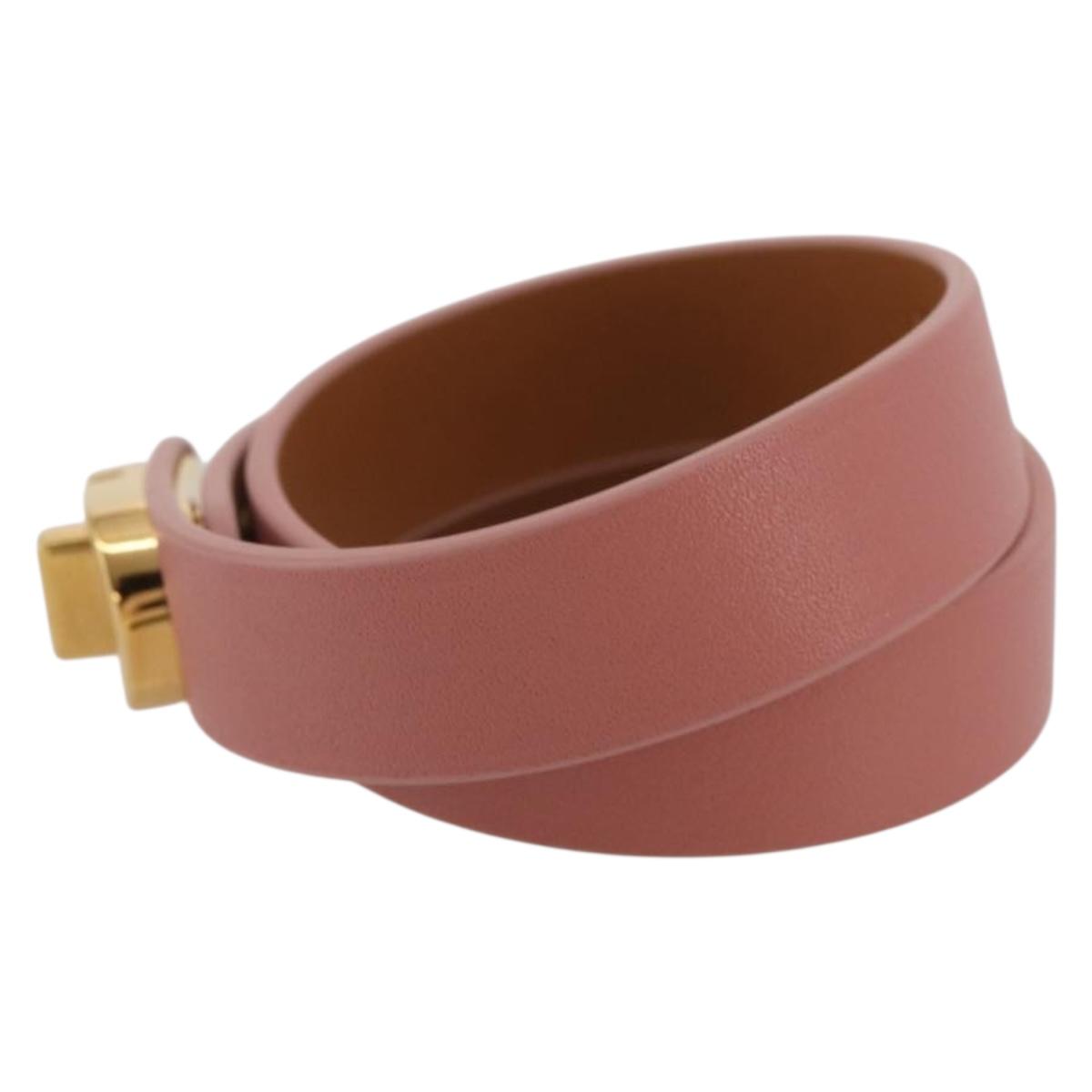 Christian Dior Bracelet Leather Pink Gold Auth 204944M