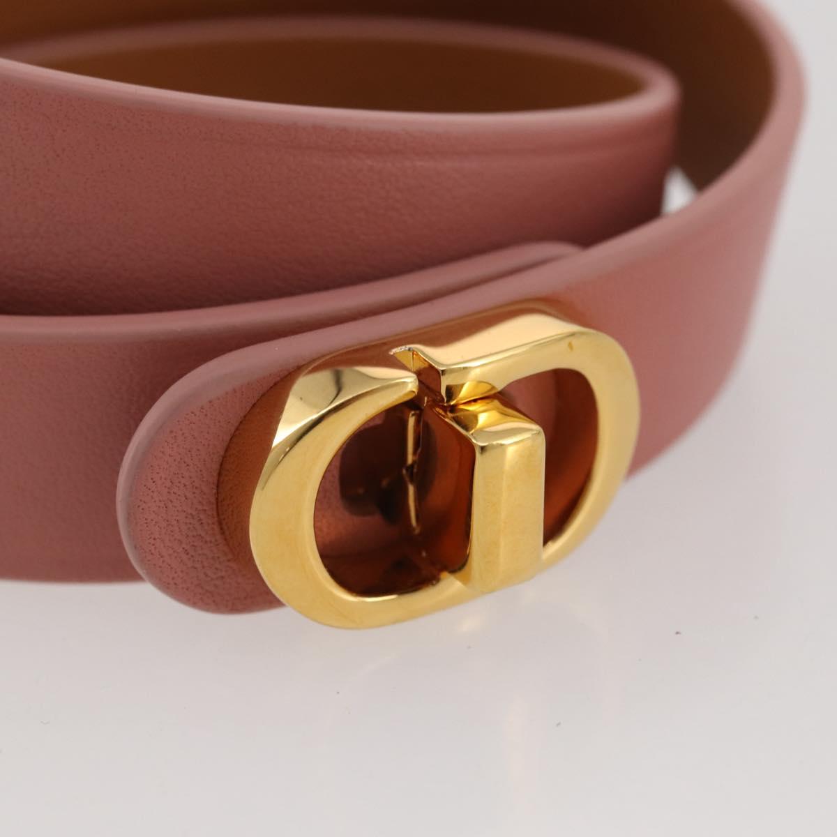 Christian Dior Bracelet Leather Pink Gold Auth 204944M