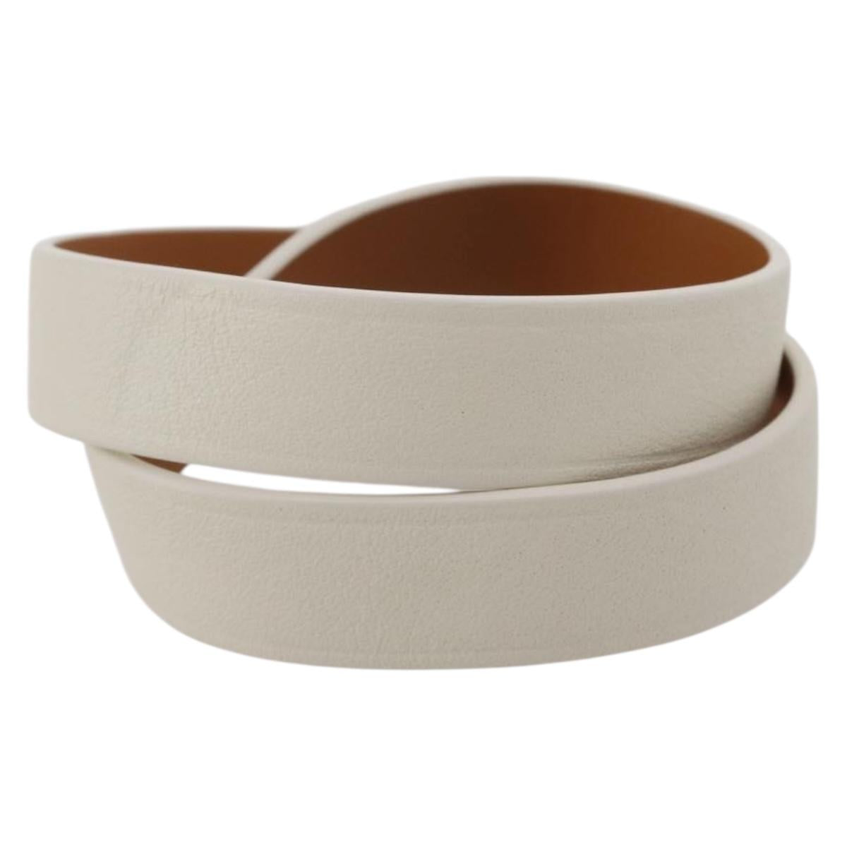 Christian Dior Bracelet Leather White Gold Auth 204946M