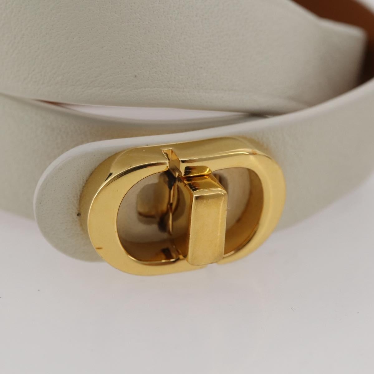 Christian Dior Bracelet Leather White Gold Auth 204946M