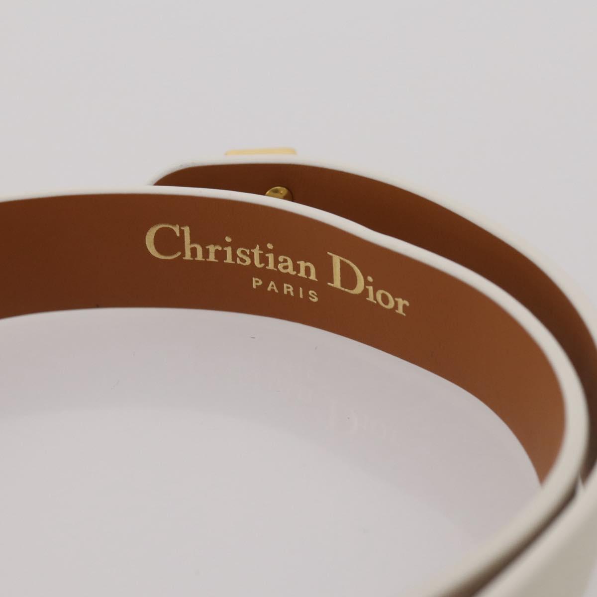 Christian Dior Bracelet Leather White Gold Auth 204946M