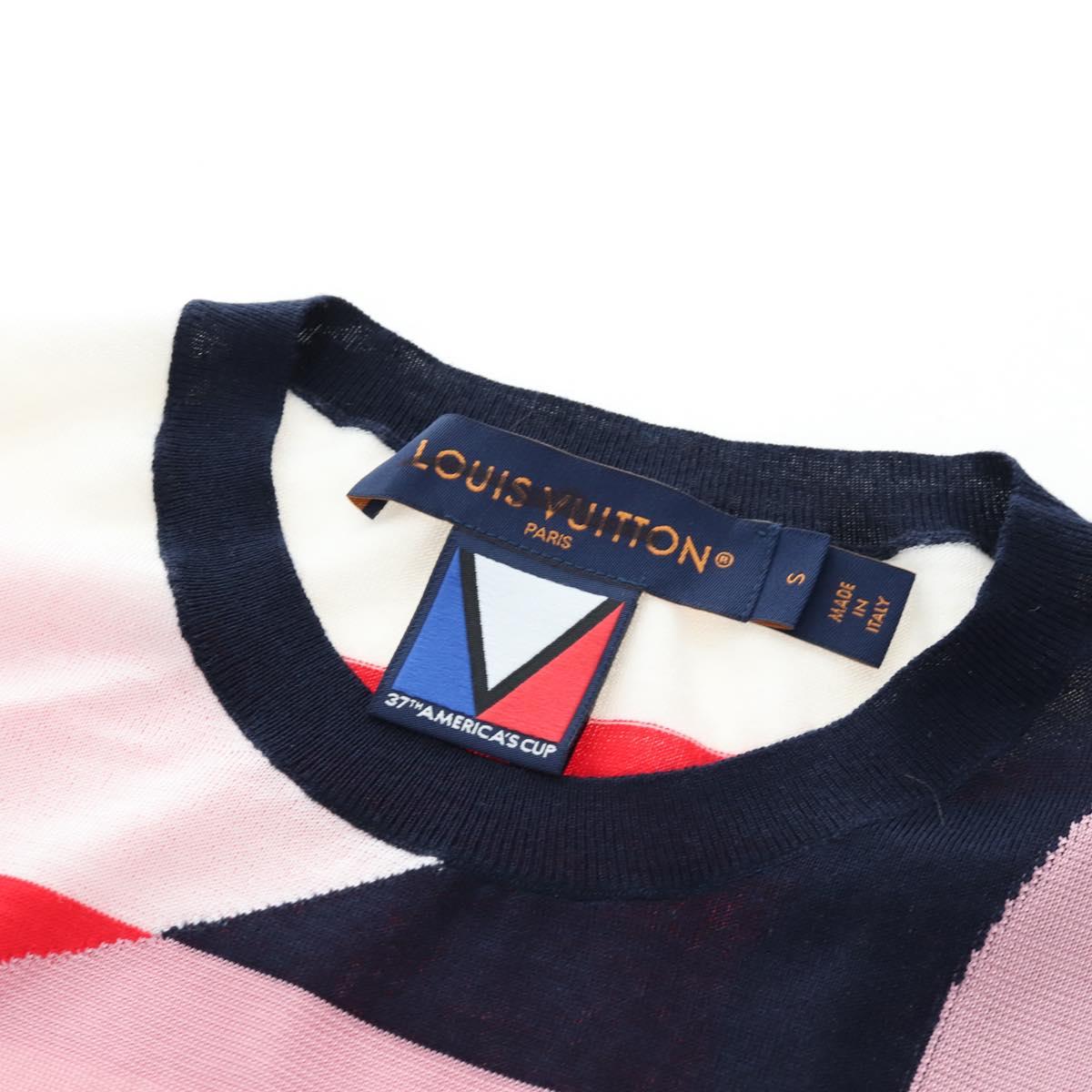 LOUIS VUITTON Short Sleeved T Shirt Knitted Fabrics S Navy LV Auth 204948M