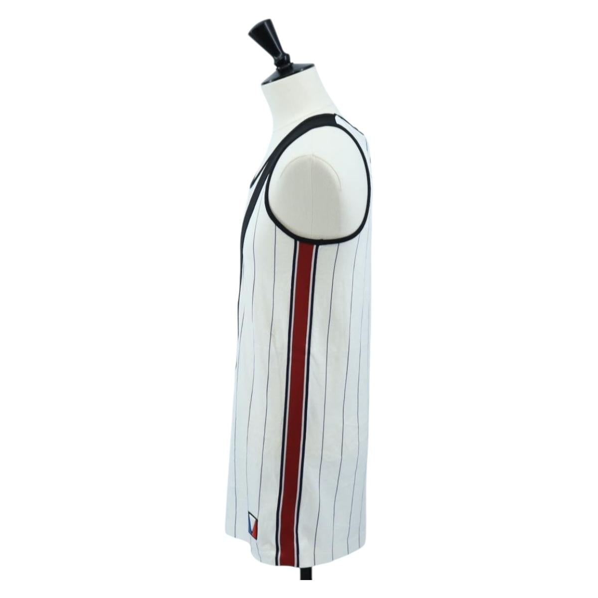 LOUIS VUITTON Sleeveless Top Cotton XS White LV Auth 204954M