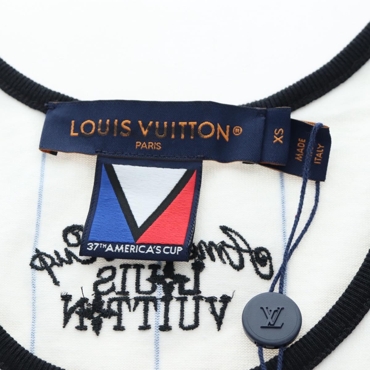 LOUIS VUITTON Sleeveless Top Cotton XS White LV Auth 204954M