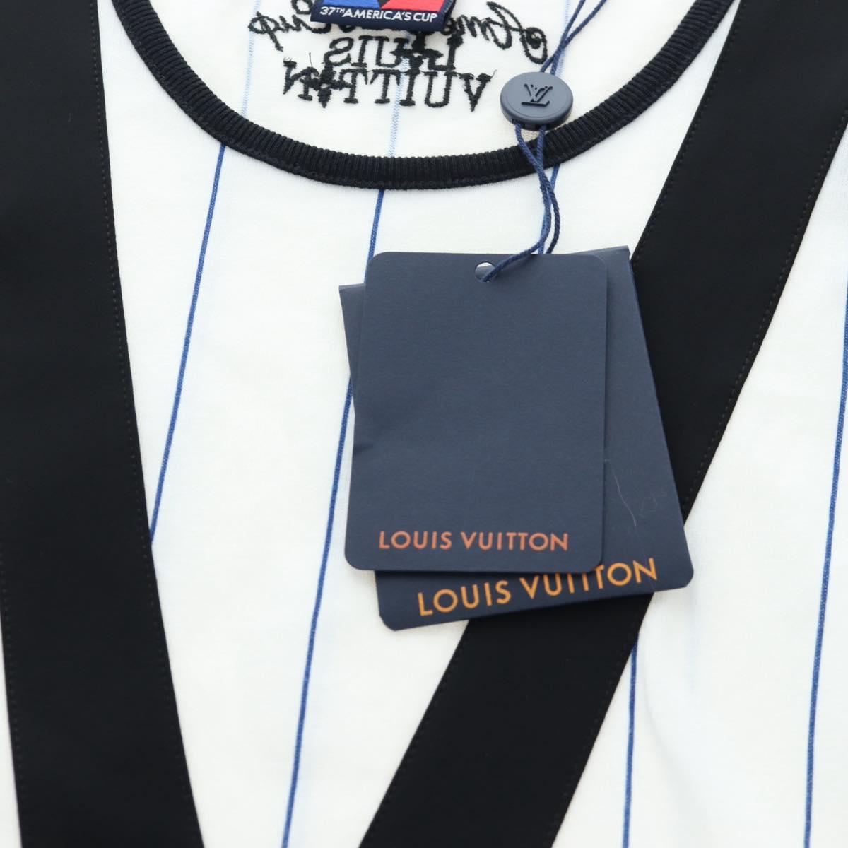 LOUIS VUITTON Sleeveless Top Cotton XS White LV Auth 204954M