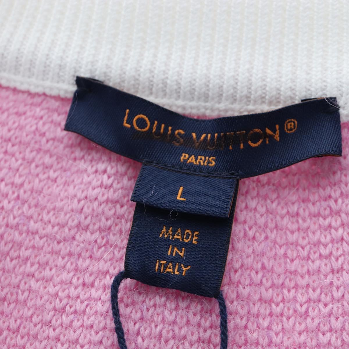 LOUIS VUITTON Cardigan Wool L Pink LV Auth 204957M