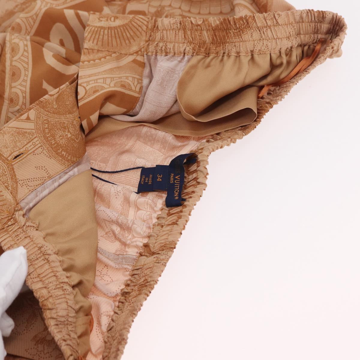 LOUIS VUITTON Shorts Pants Silk 34 Brown LV Auth 204958M
