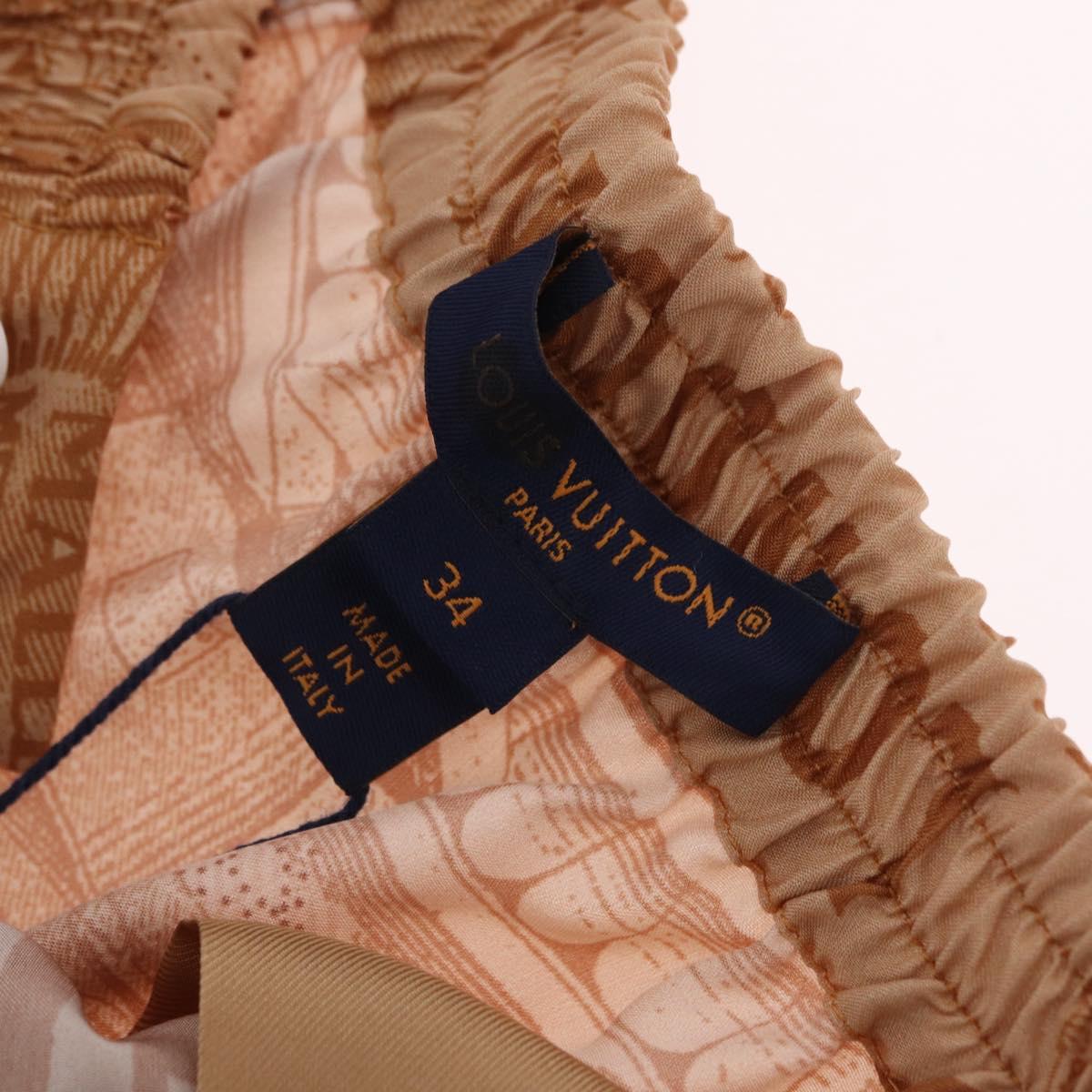 LOUIS VUITTON Shorts Pants Silk 34 Brown LV Auth 204958M