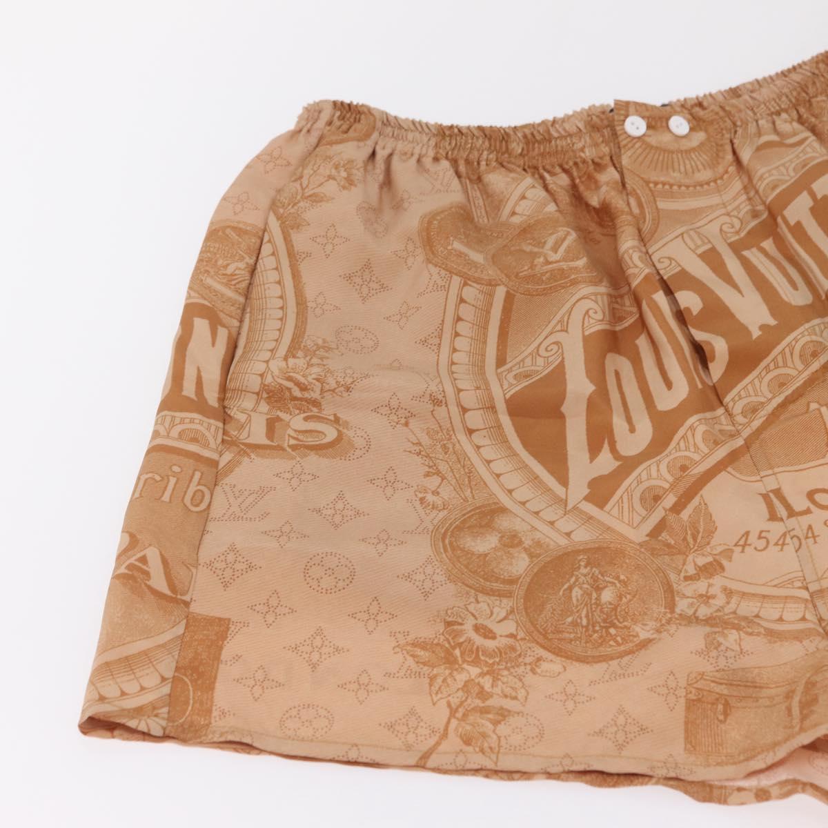 LOUIS VUITTON Shorts Pants Silk 34 Brown LV Auth 204958M