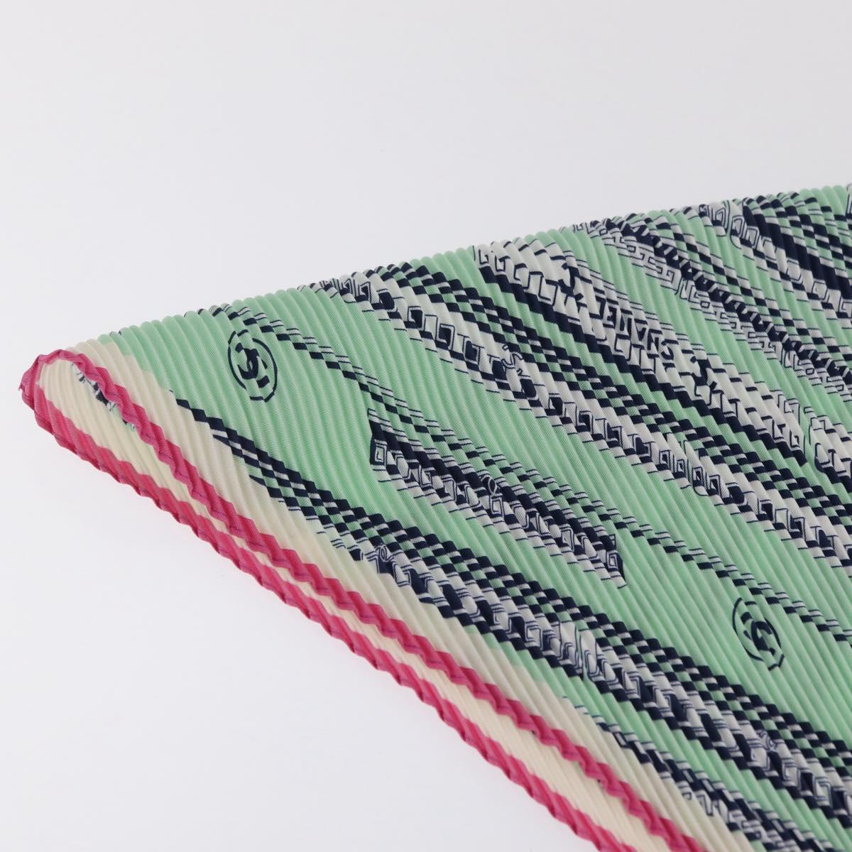 CHANEL Scarf Silk Green CC Auth 204962M
