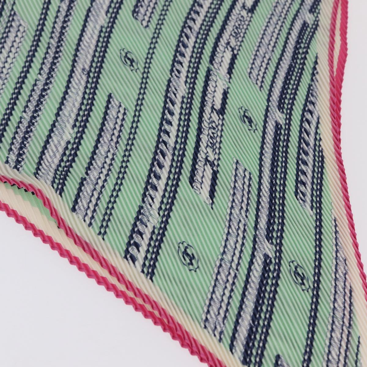 CHANEL Scarf Silk Green CC Auth 204962M