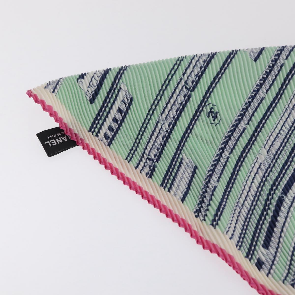 CHANEL Scarf Silk Green CC Auth 204962M