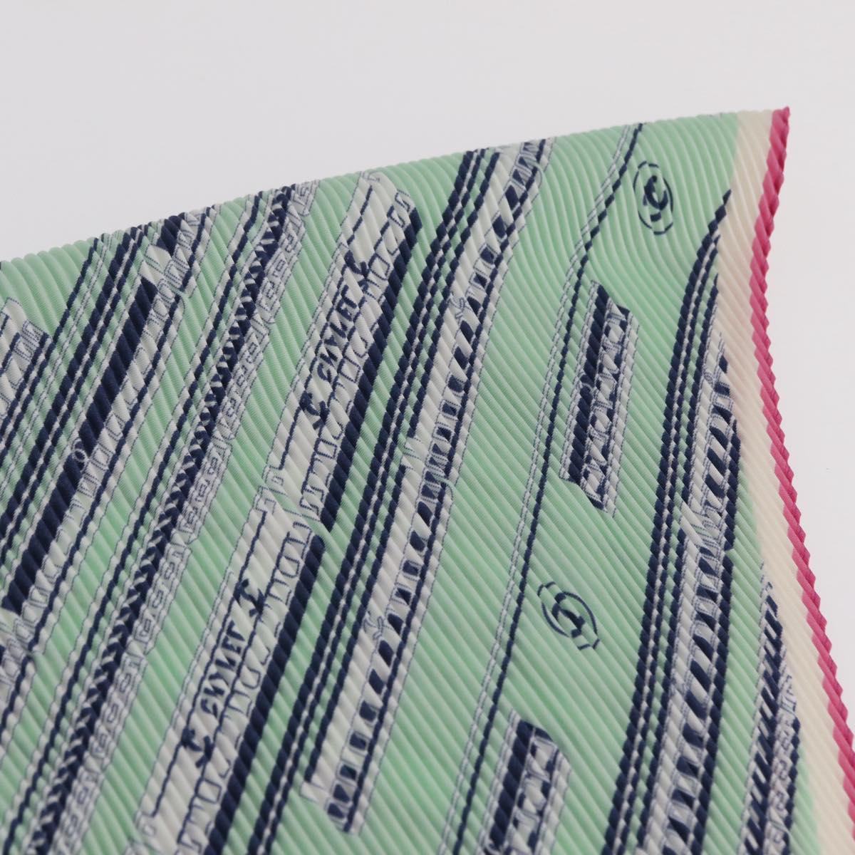 CHANEL Scarf Silk Green CC Auth 204962M