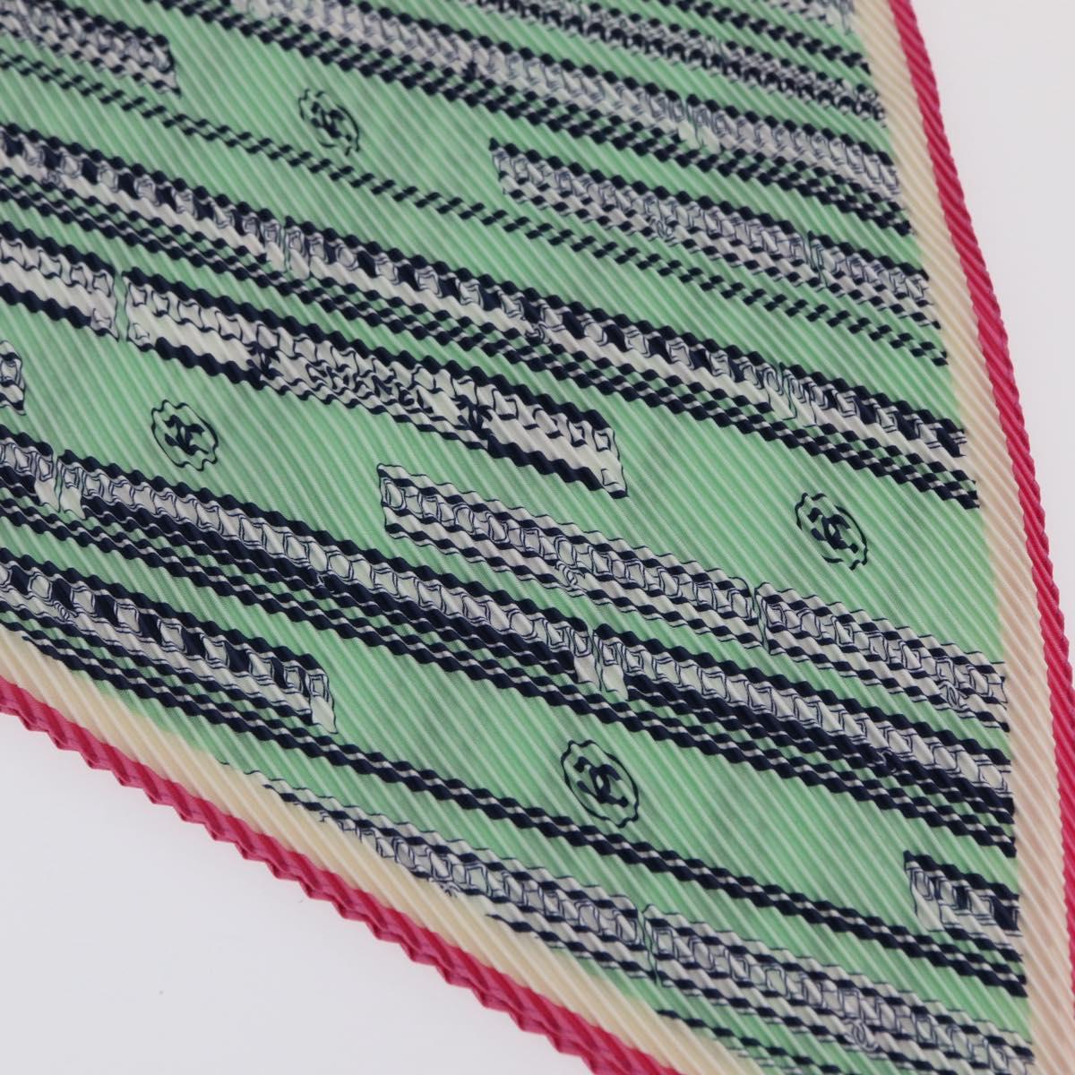 CHANEL Scarf Silk Green CC Auth 204962M