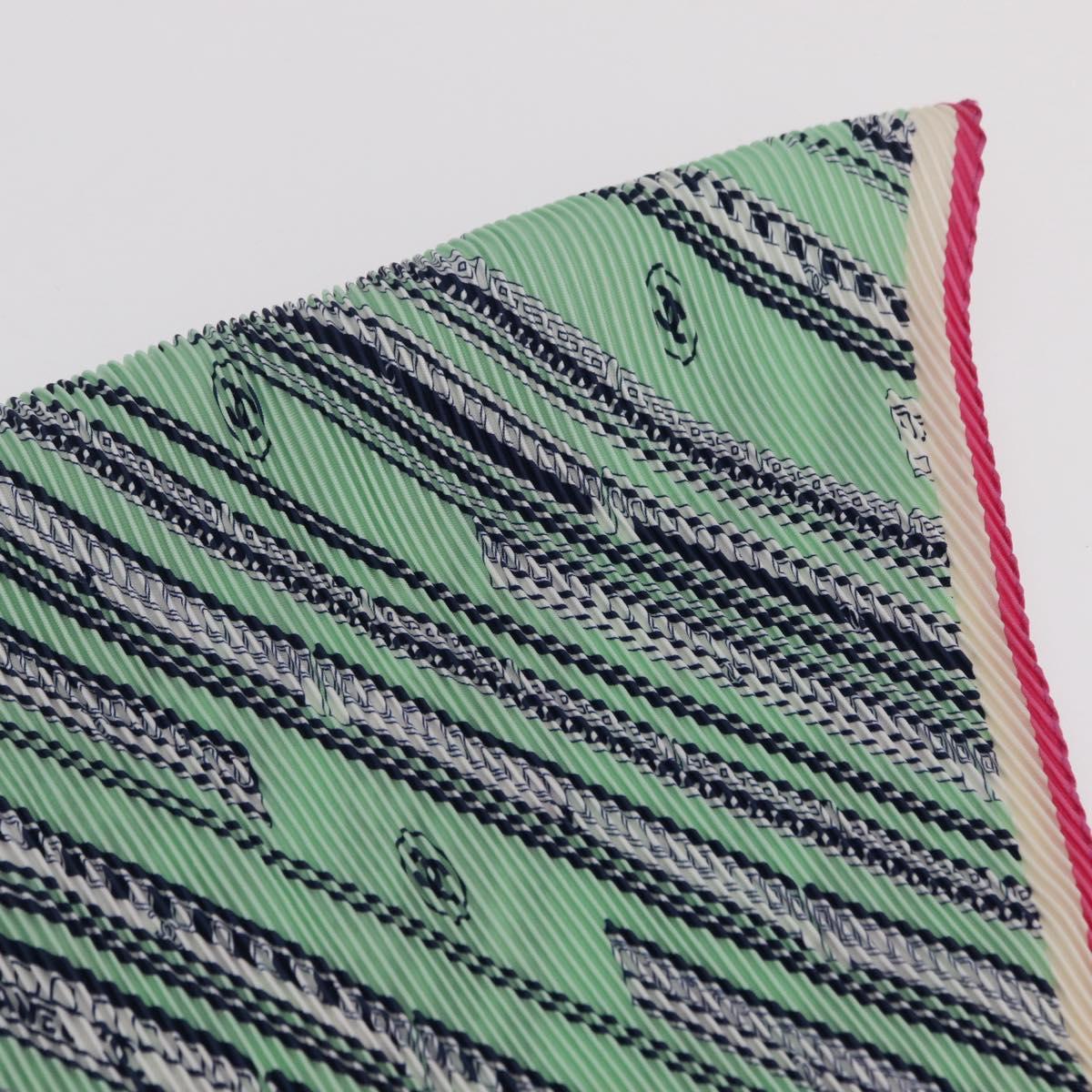 CHANEL Scarf Silk Green CC Auth 204962M