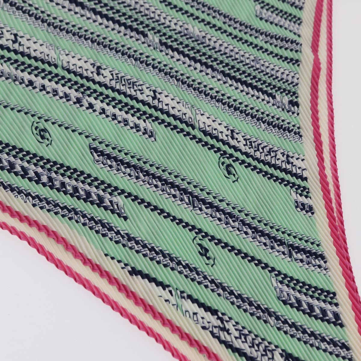 CHANEL Scarf Silk Green CC Auth 204962M