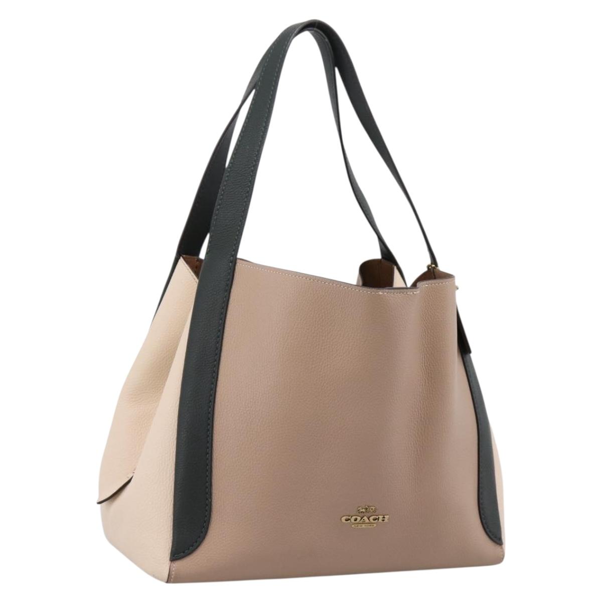 Coach Shoulder Bag Leather Gold Beige Auth 204975A