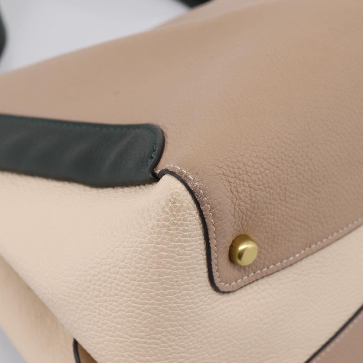 Coach Shoulder Bag Leather Gold Beige Auth 204975A
