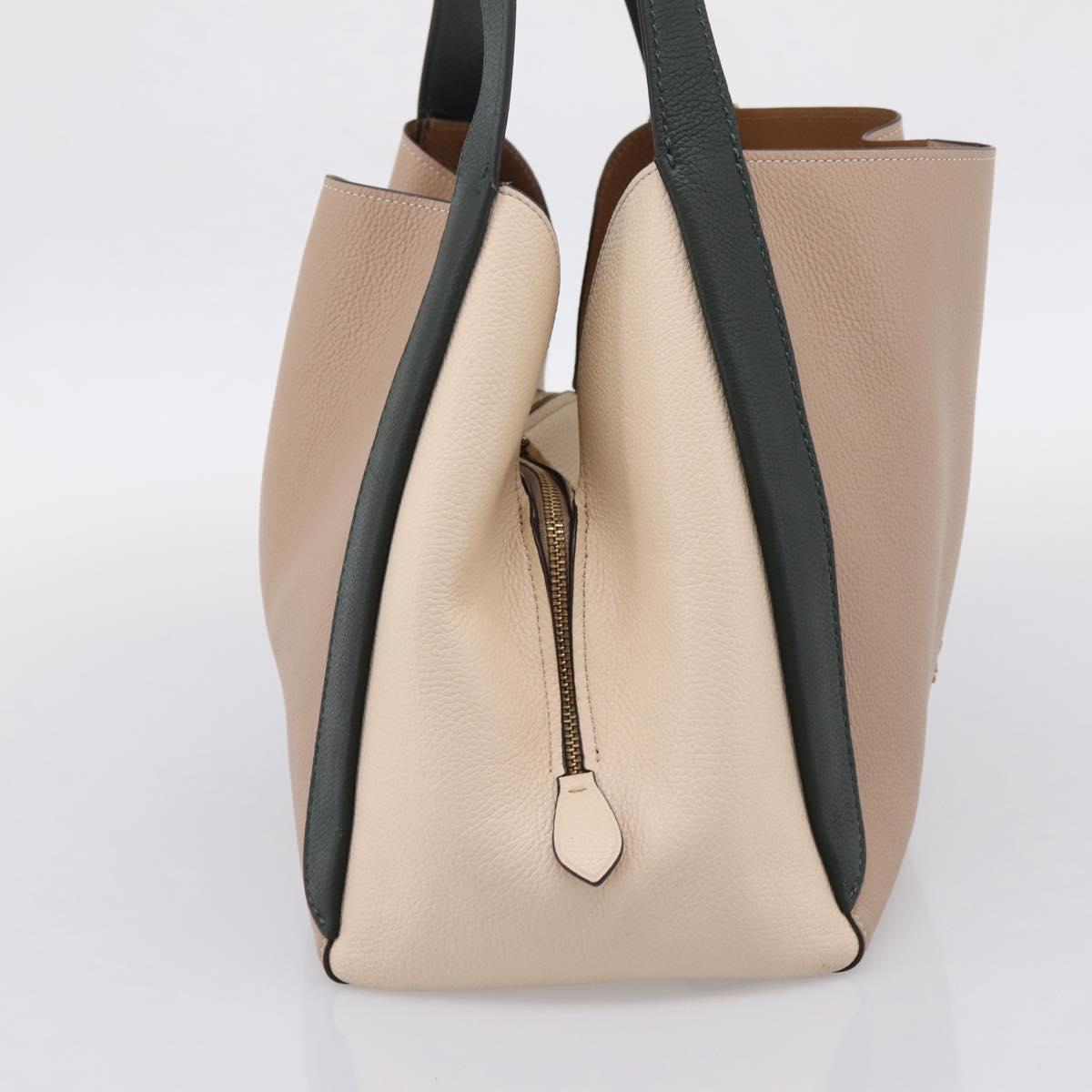 Coach Shoulder Bag Leather Gold Beige Auth 204975A