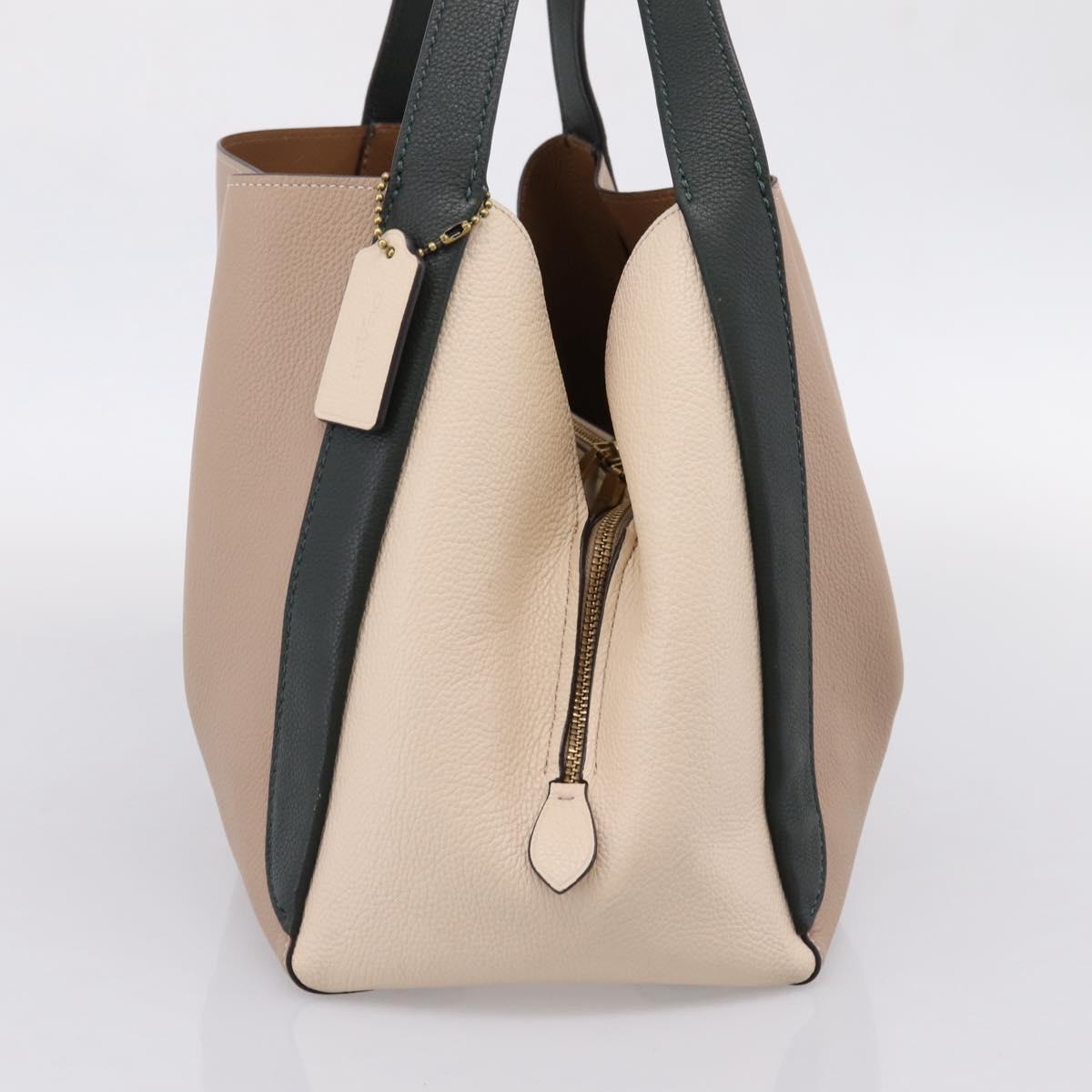 Coach Shoulder Bag Leather Gold Beige Auth 204975A