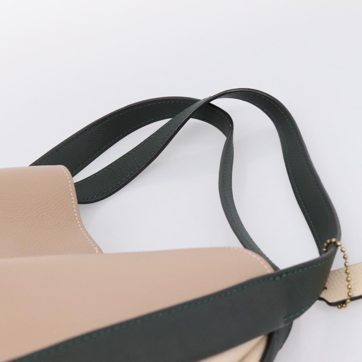 Coach Shoulder Bag Leather Gold Beige Auth 204975A