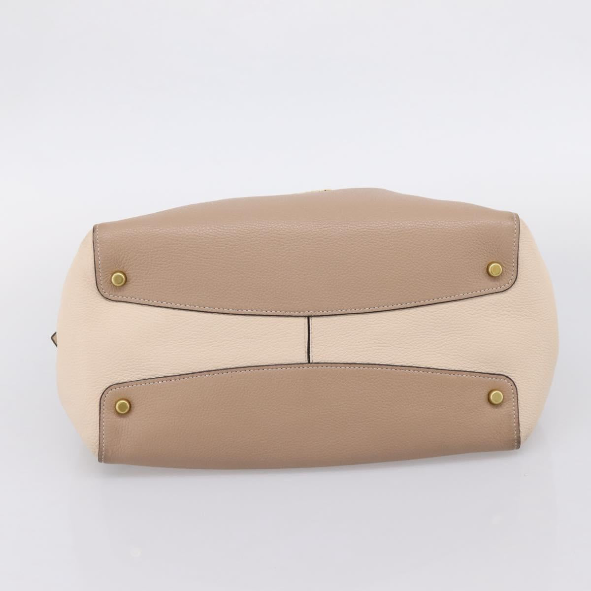 Coach Shoulder Bag Leather Gold Beige Auth 204975A