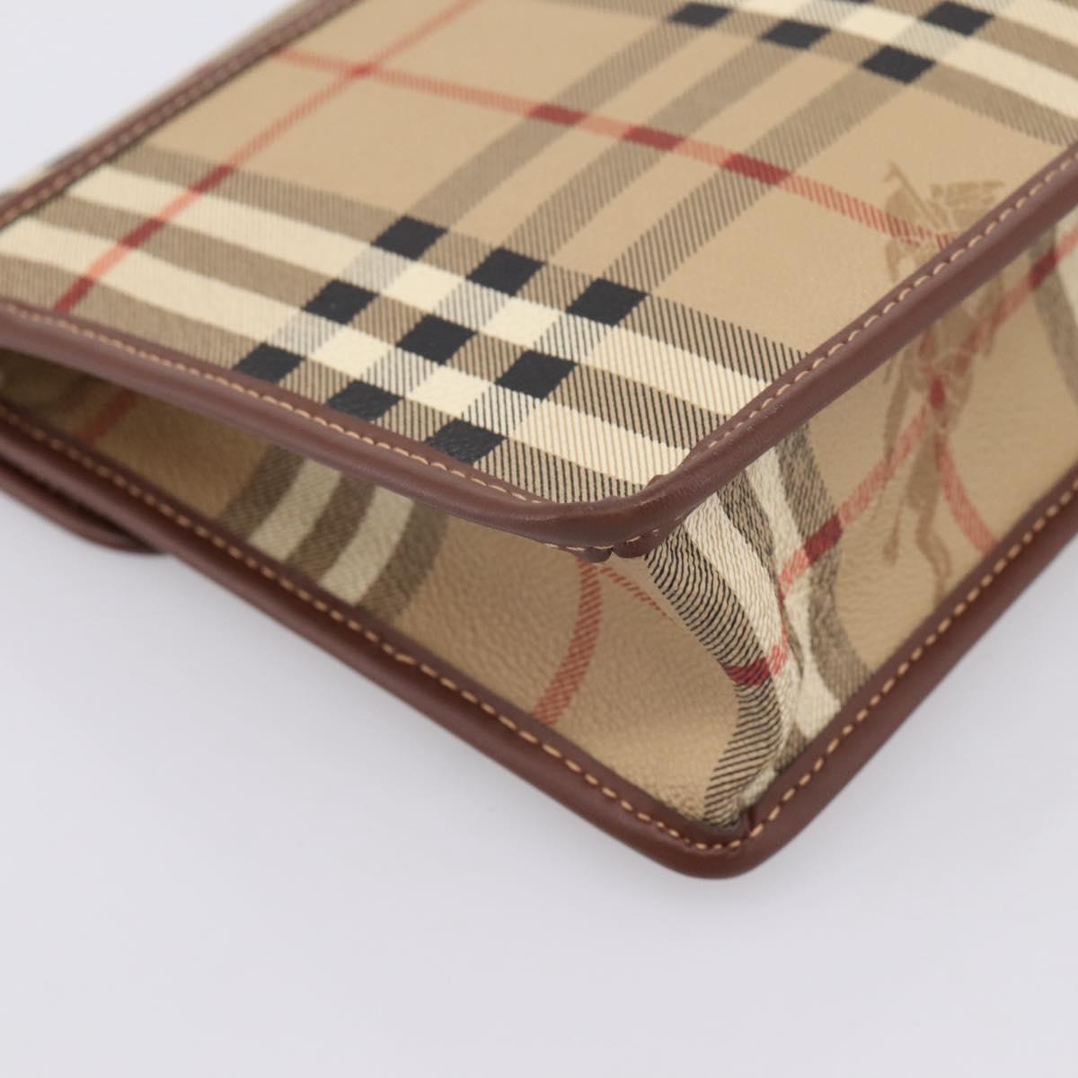 Burberrys Nova Check Clutch Bag PVC Beige Auth 204982