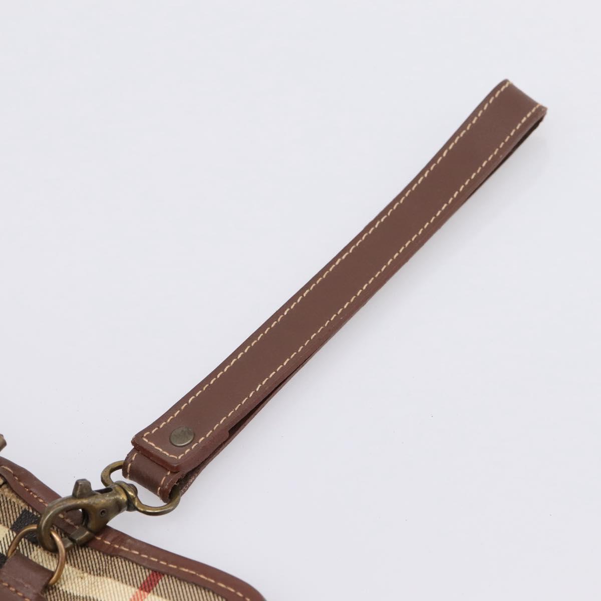 Burberrys Nova Check Clutch Bag PVC Beige Auth 204982