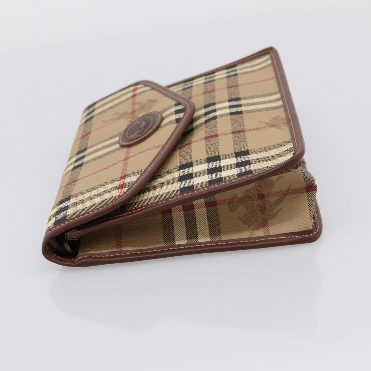 Burberrys Nova Check Clutch Bag PVC Beige Auth 204982