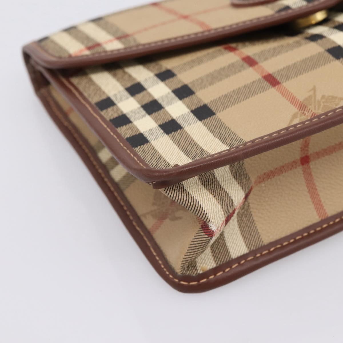 Burberrys Nova Check Clutch Bag PVC Beige Auth 204982