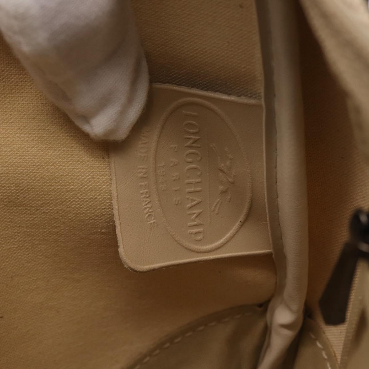 LONGCHAMP Shoulder Bag Canvas Beige Auth 204983A