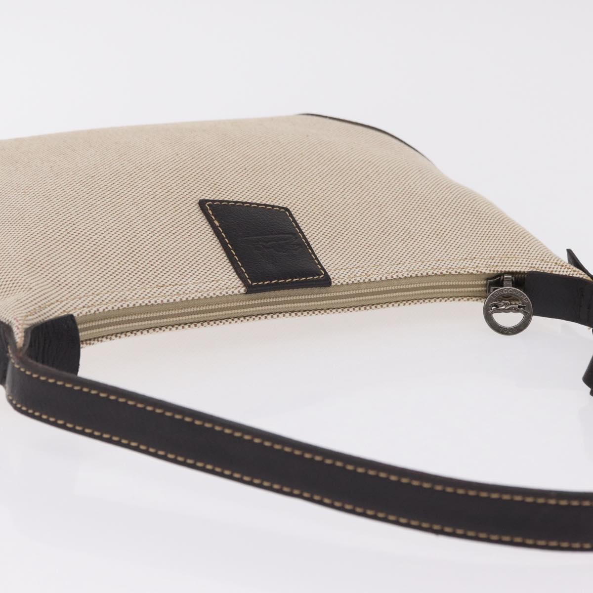 LONGCHAMP Shoulder Bag Canvas Beige Auth 204983A