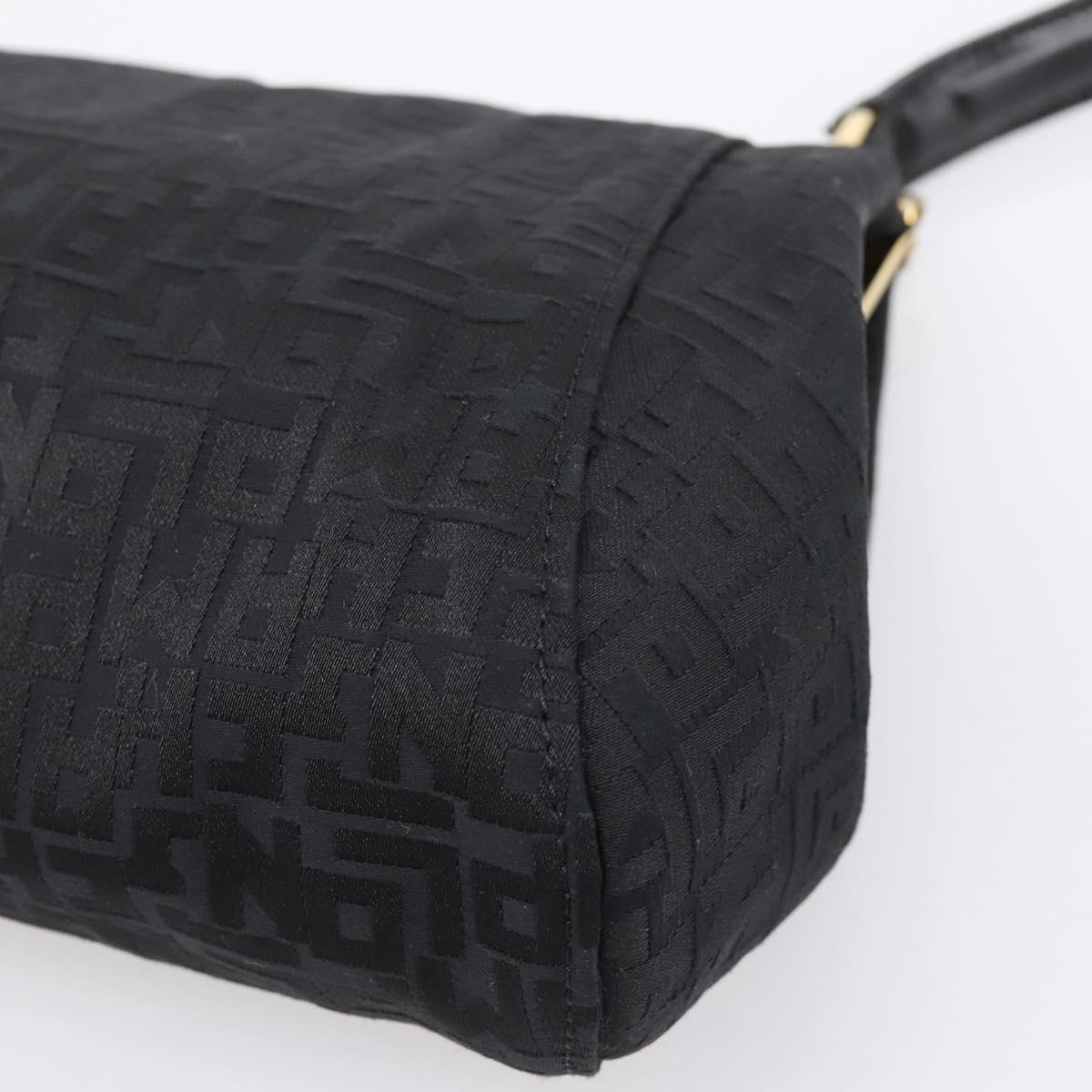LONGCHAMP Shoulder Bag Nylon Black Gold Auth 204984A