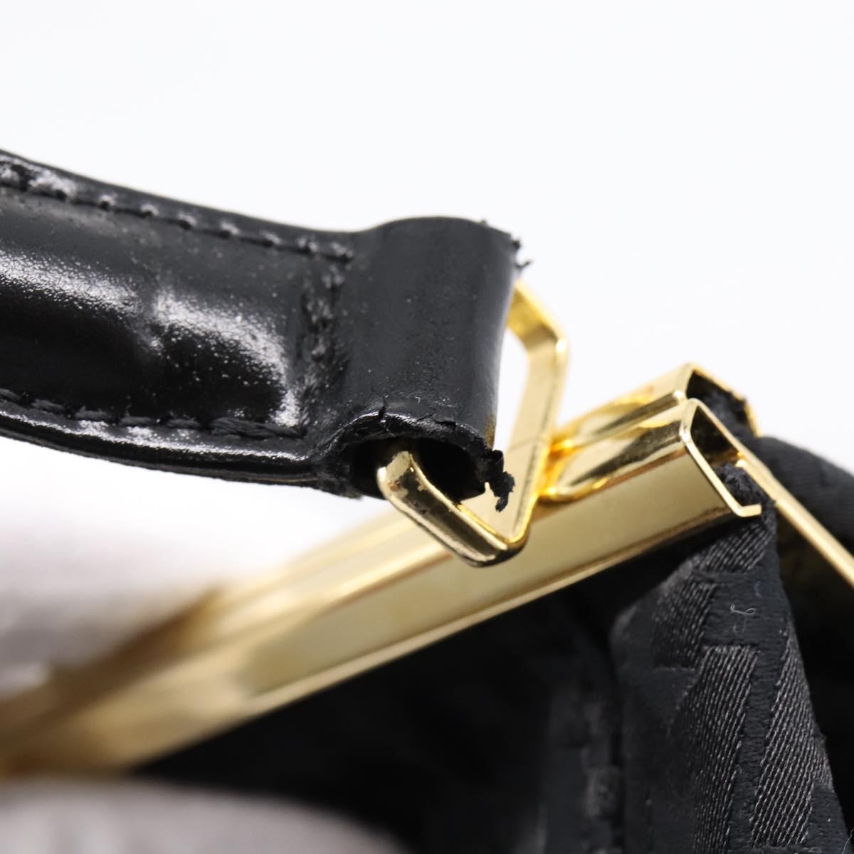 LONGCHAMP Shoulder Bag Nylon Black Gold Auth 204984A