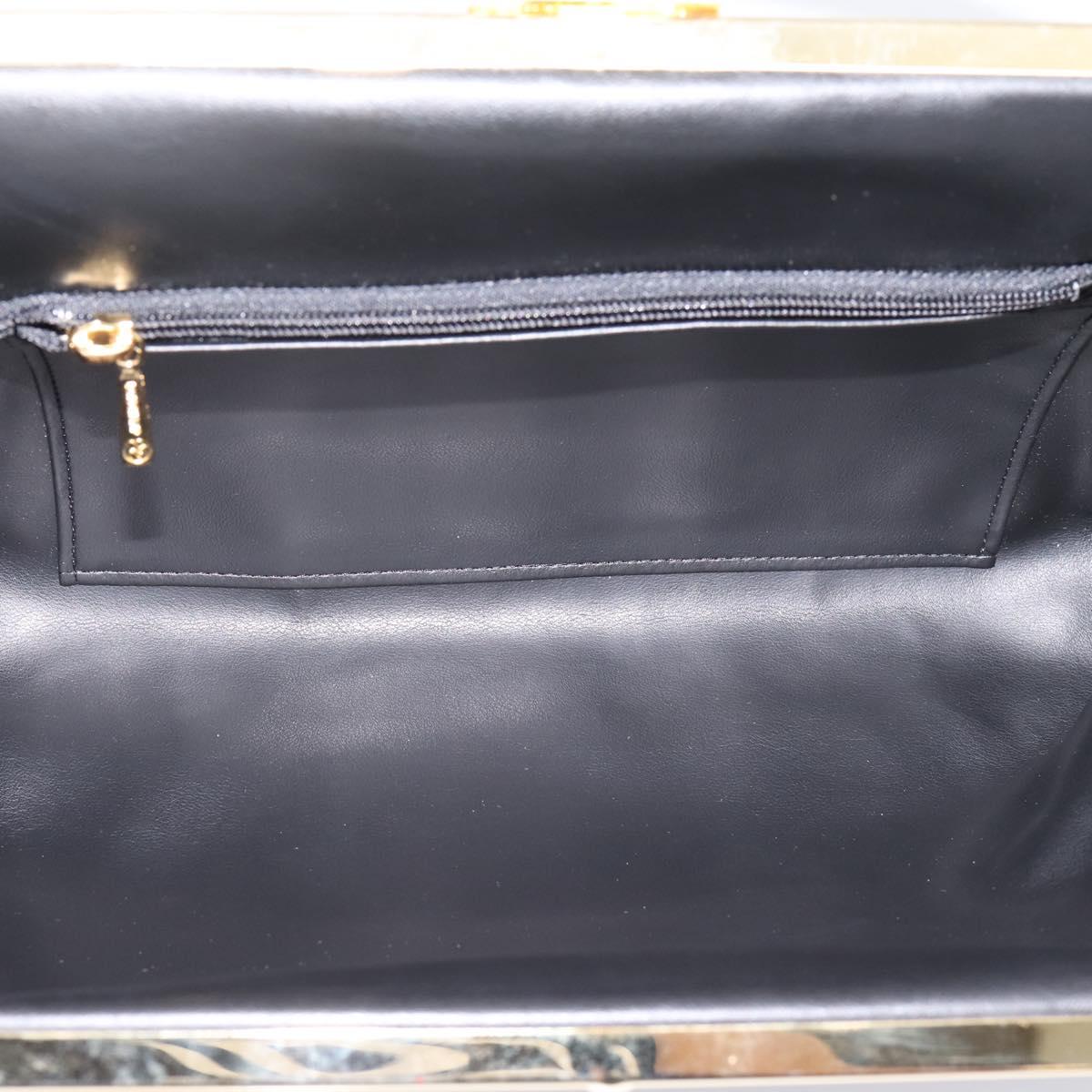 LONGCHAMP Shoulder Bag Nylon Black Gold Auth 204984A