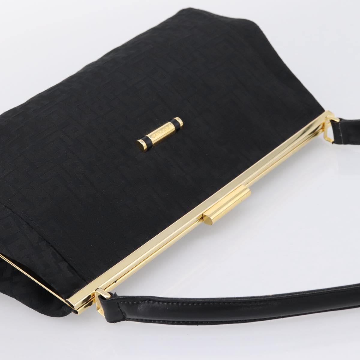 LONGCHAMP Shoulder Bag Nylon Black Gold Auth 204984A