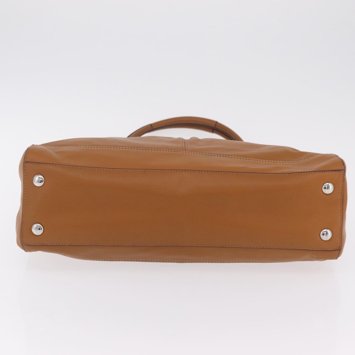 Coach Tote Bag Leather Brown Silver Auth 204986A