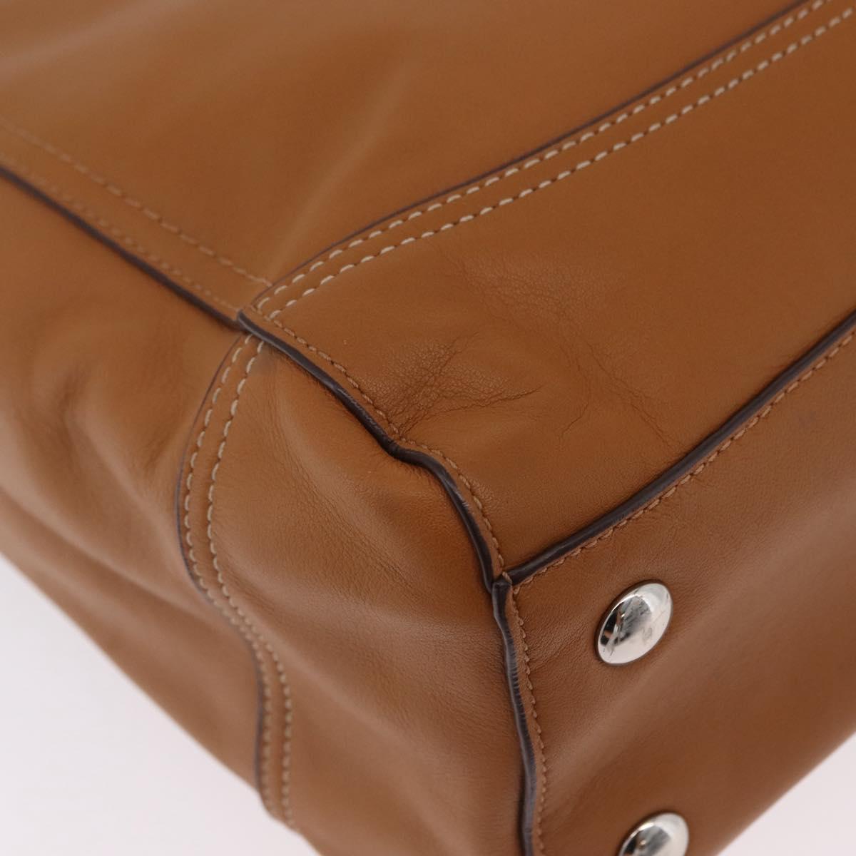 Coach Tote Bag Leather Brown Silver Auth 204986A