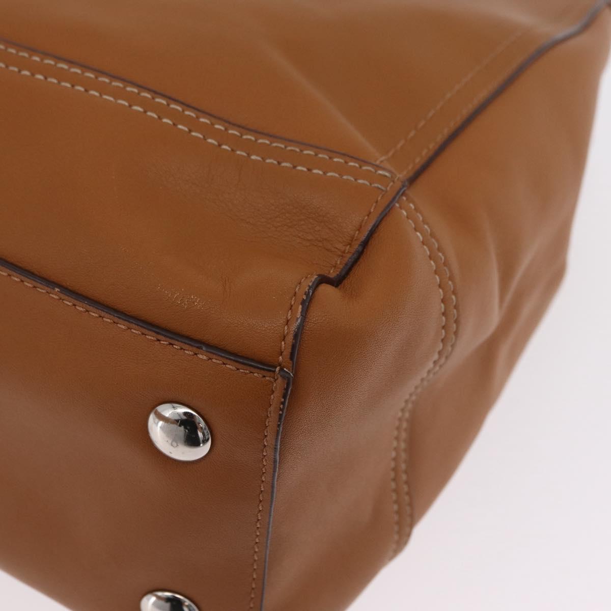 Coach Tote Bag Leather Brown Silver Auth 204986A
