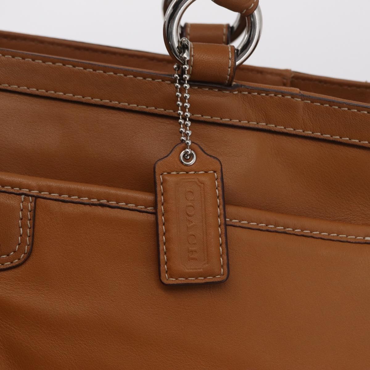 Coach Tote Bag Leather Brown Silver Auth 204986A